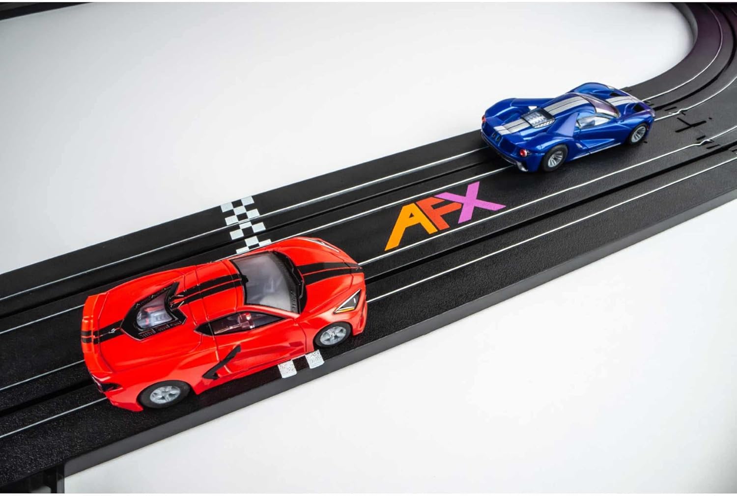AFX/Racemasters Super Cars Set 15ft Track Mega G+ Chassis Tri-Pack HO Slot Racing J7090