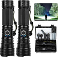 Rechargeable Flashlights High Lumens,900,000 Lumens Super Bright Led Flashlight with 5 Modes,Waterproof Powerful Flashlight, 12 Hours Runtime for Home,Camping,Walking(2 Pack)