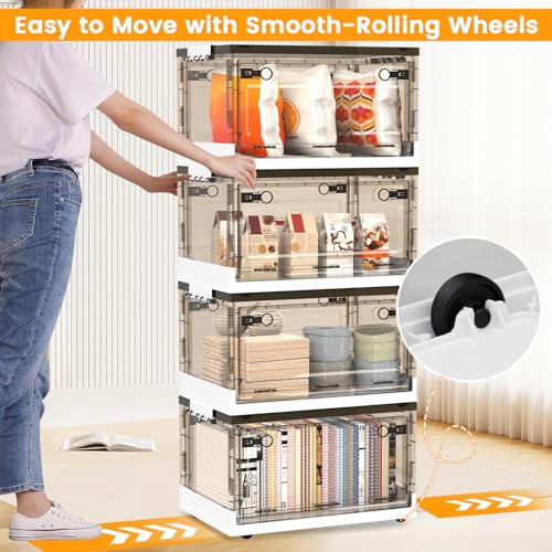 50QT Foldable Stackable Storage Bins with Lids and Wheels E953