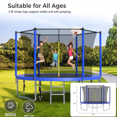 16FT Trampoline with Enclosure and Basketball Hoop for Kids and Adults M222