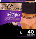 Always Discreet Boutique Incontinence Underwear, Maximum Absorbency, L (40 Ct)