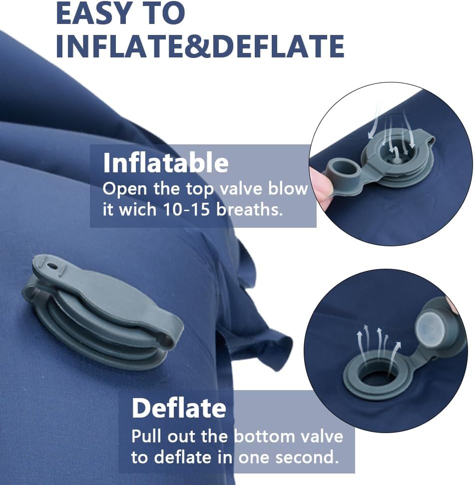 Inflatable Camping Sleeping Pad with Pillow and Built-in Foot Pump V2768
