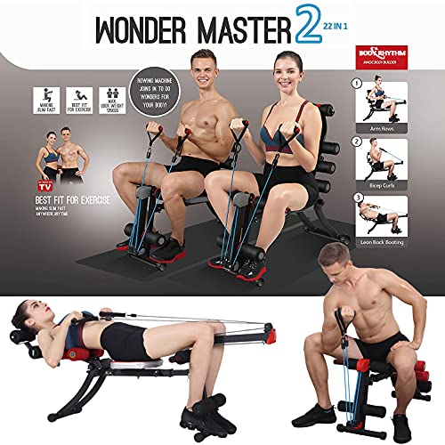 BODY RHYTHM 22 in 1 Wonder Master Core & Abdominal Workout Equipment, Foldable Rowing Machine G7725