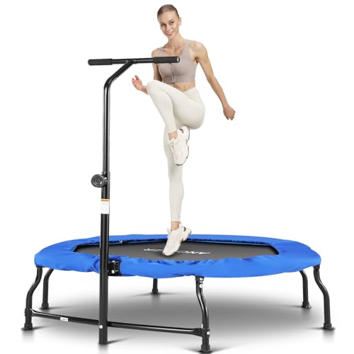 ANCHEER 50" Rebounder Trampoline for Adults with Bar, 550 LBS Mini Trampoline Quiet Exercise Rebounder Bungee Rebounder Jumping Cardio Trainer Workout for Adults
