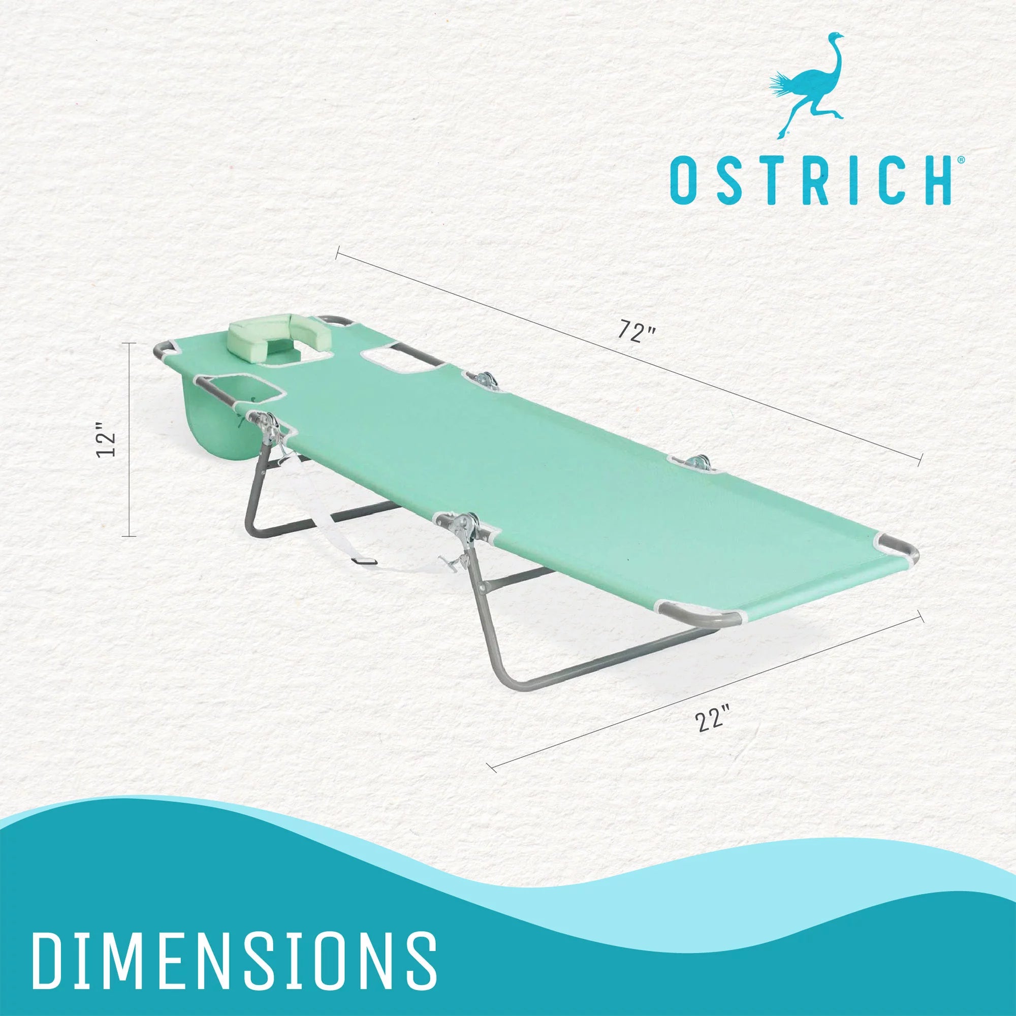 Ostrich Chaise Sunbathing Poolside Beach Chair with Recliner, Teal V291