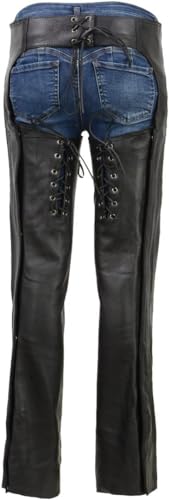 Milwaukee Leather Chaps ML1186 Women Black Low-Rise Motorcycle T3595