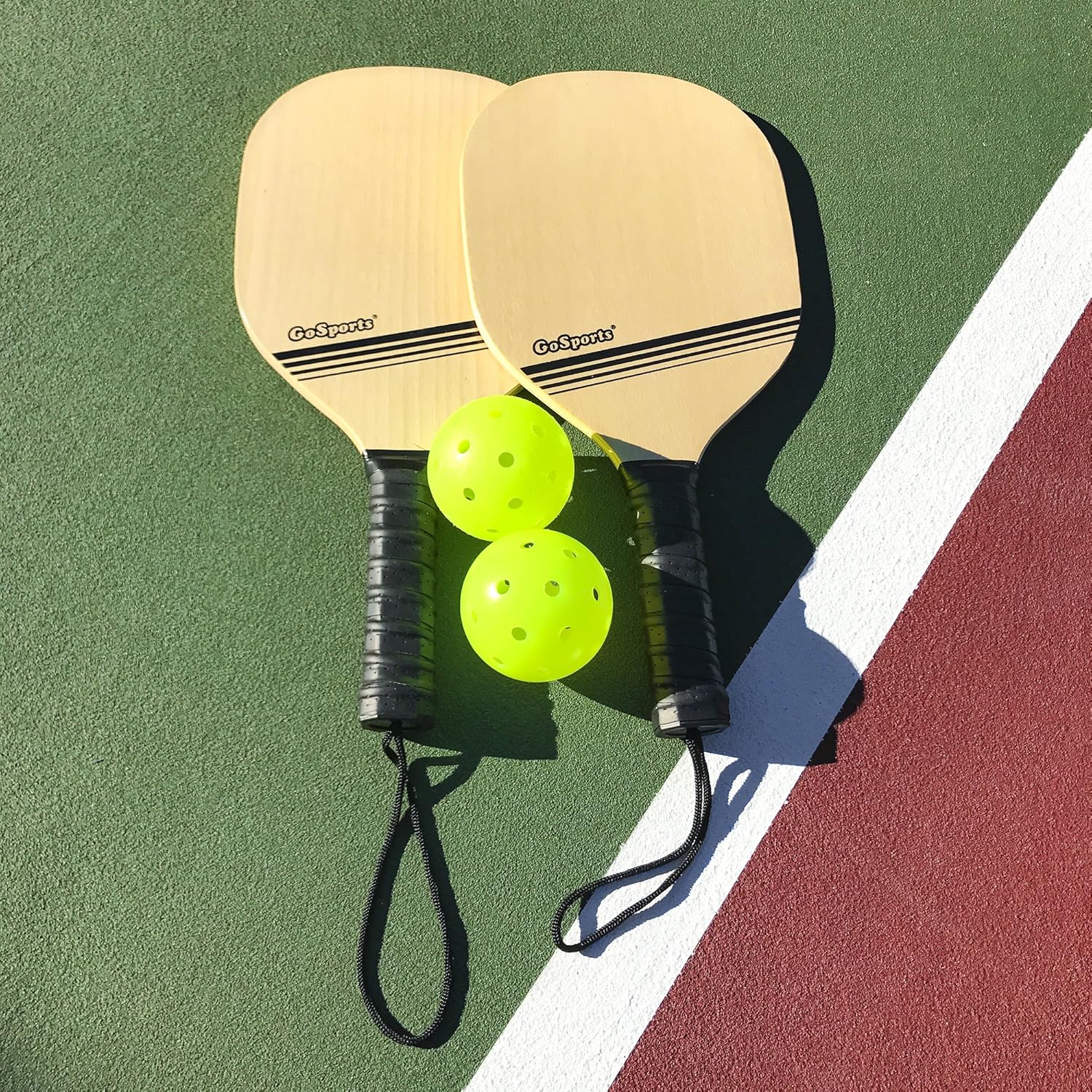 GoSports Wood Pickleball Starter Set with 2 Paddles, 4 Balls & Tote B513439