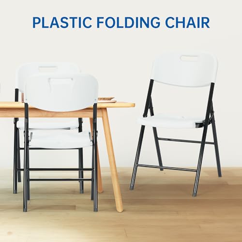 10 Pack White Folding Chairs, Steel, Commercial Grade C14962
