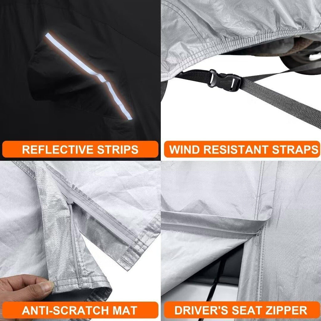 GIANT PANDA Car Cover for Jeep Wrangler JL JK Unlimited 4XE 4 Door, Waterproof Silver A406