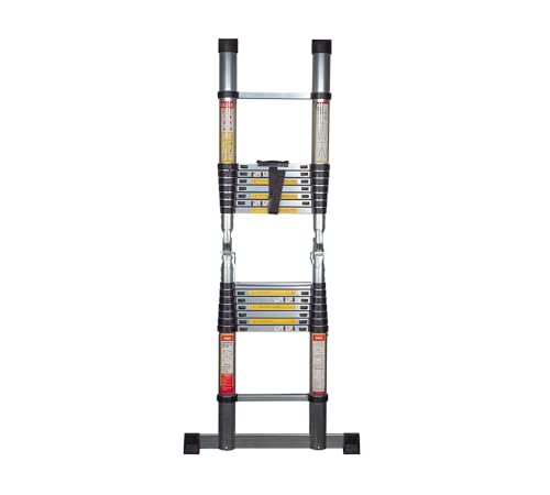 Mytee Products 16.5' Telescoping Aluminum A Frame Ladder with Carry Handle & Tool Tray W41797