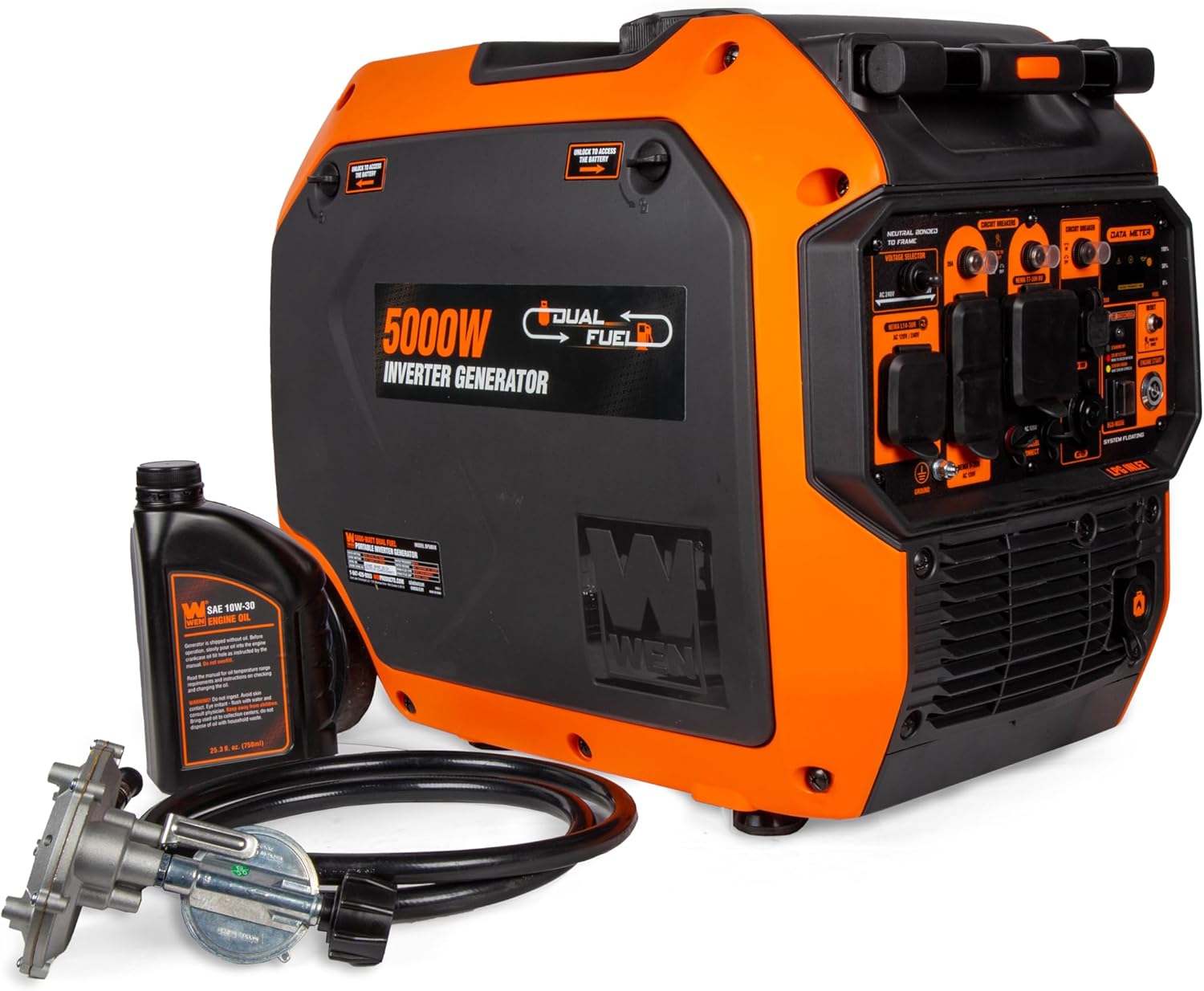 WEN DF500iX Dual Fuel Portable Inverter Generator, RV & EV-Ready L875633