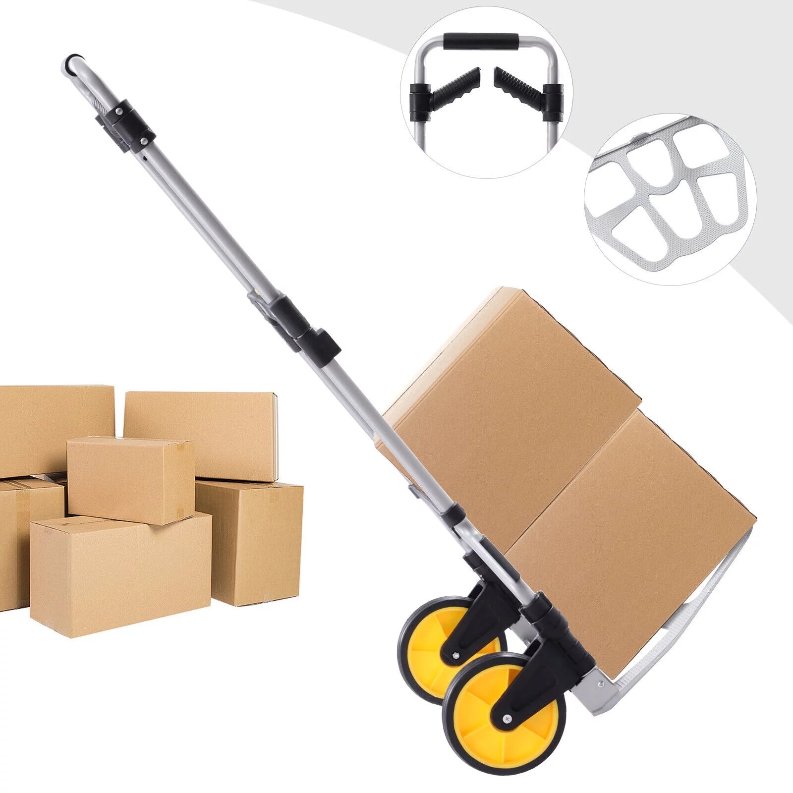 Oukaning Portable Folding Trolley Cart Heavy-Duty Hand Truck 120kg T596467