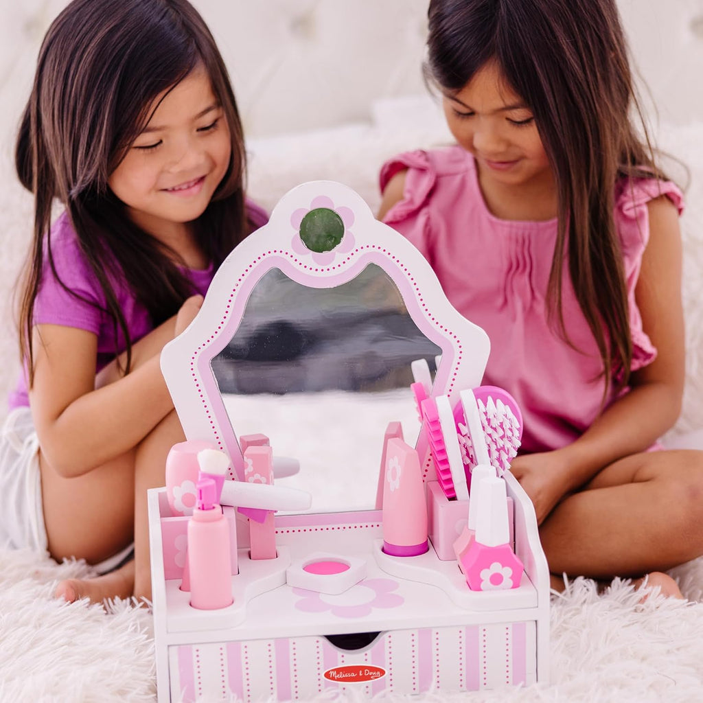 Melissa & Doug Wooden Beauty Salon Play Set with Vanity and Accessories F8918
