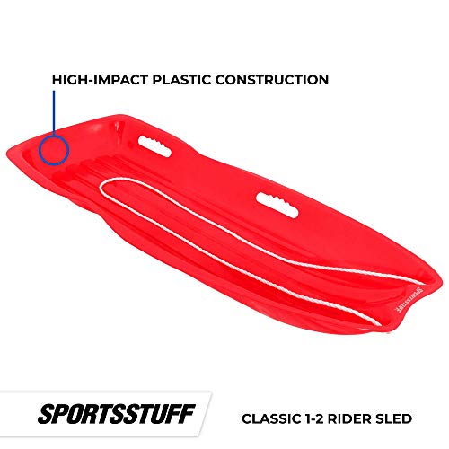 Slippery Racer Downhill Sprinter Flexible Kids Toddler Plastic Toboggan Snow Sled with Pull Rope, Red and Blue (2 Pack) Q5969