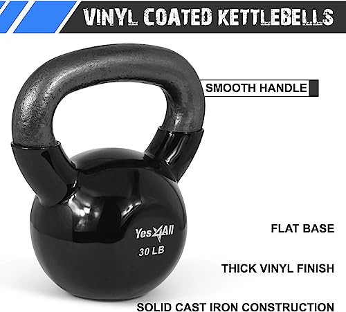 Yes4All Combo Kettlebells Vinyl Coated Weight Set for Strength Training X41982