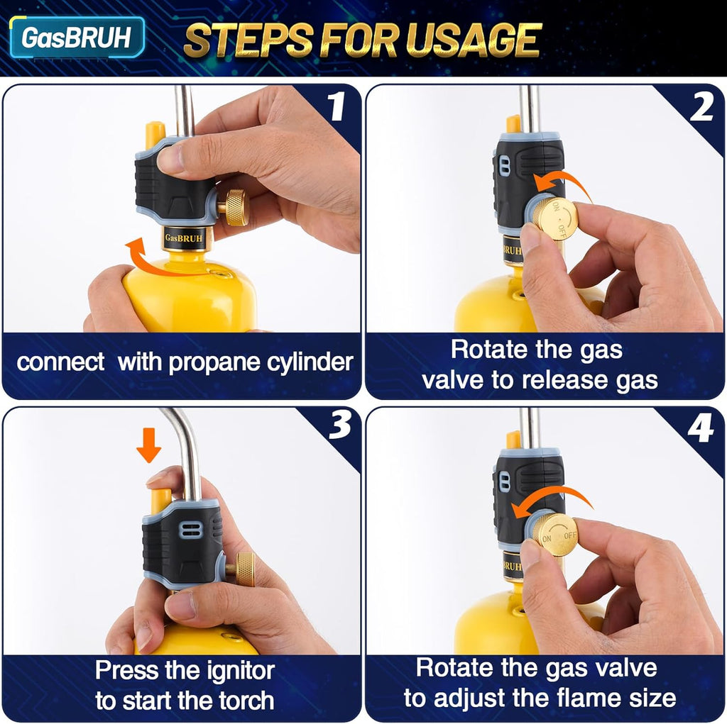Propane Torch Head with Trigger Start Self Ignition, MAPP Gas Torch Kit M905828