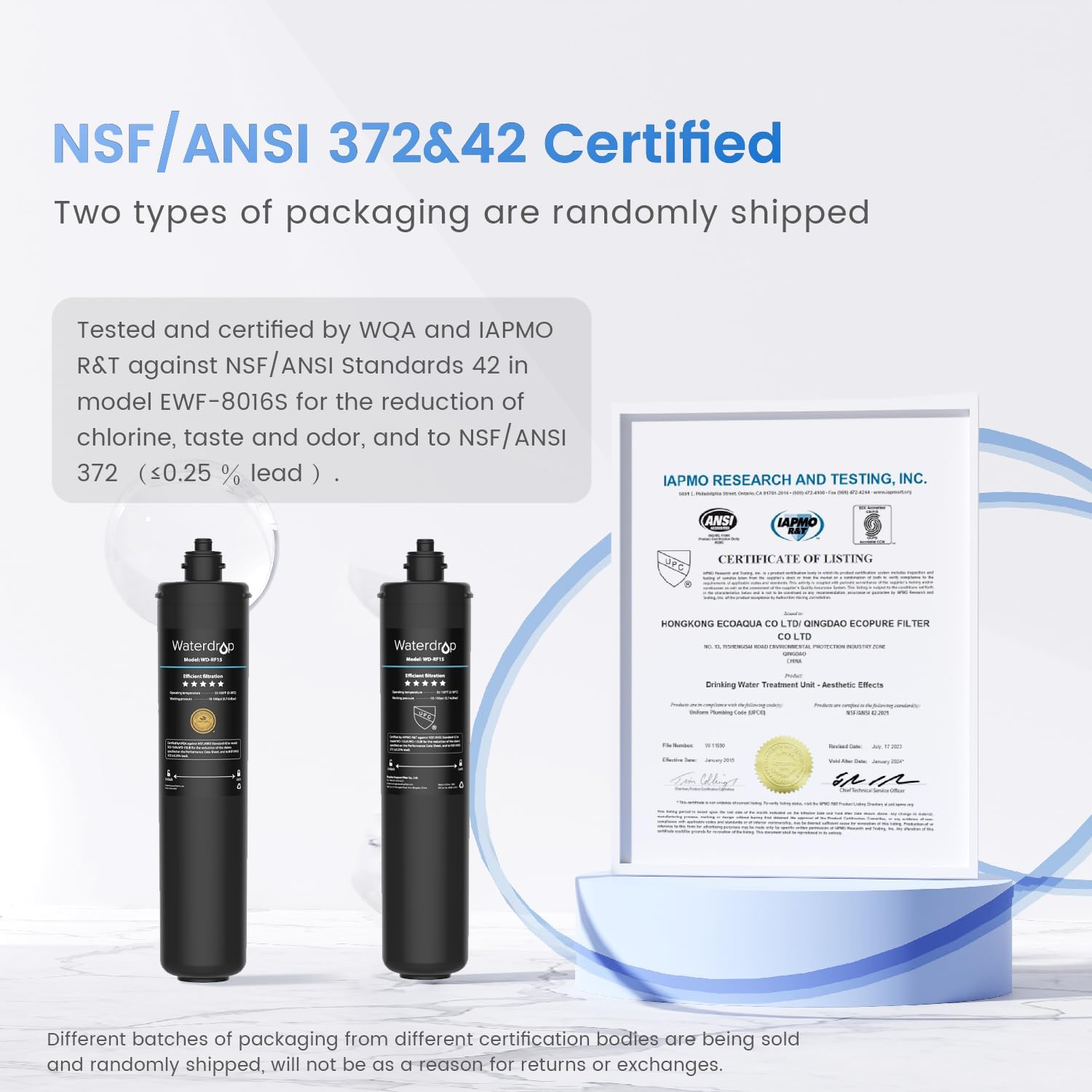 Waterdrop 15UA Under Sink Water Filter System with RF15 Replacement Cartridge V64936