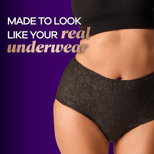 Always Discreet Boutique Incontinence Postpartum Underwear for Women, Maximum Protection, XL, Black, 16 Count C56750