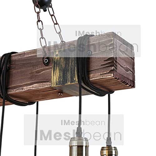 Rustic Farmhouse Wood Beam Chandelier 10 Heads for Dining Table Kitchen Island D785