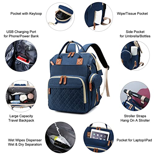 Waterproof 3-in-1 Diaper Bag Backpack with Changing Pad, Grey H8464