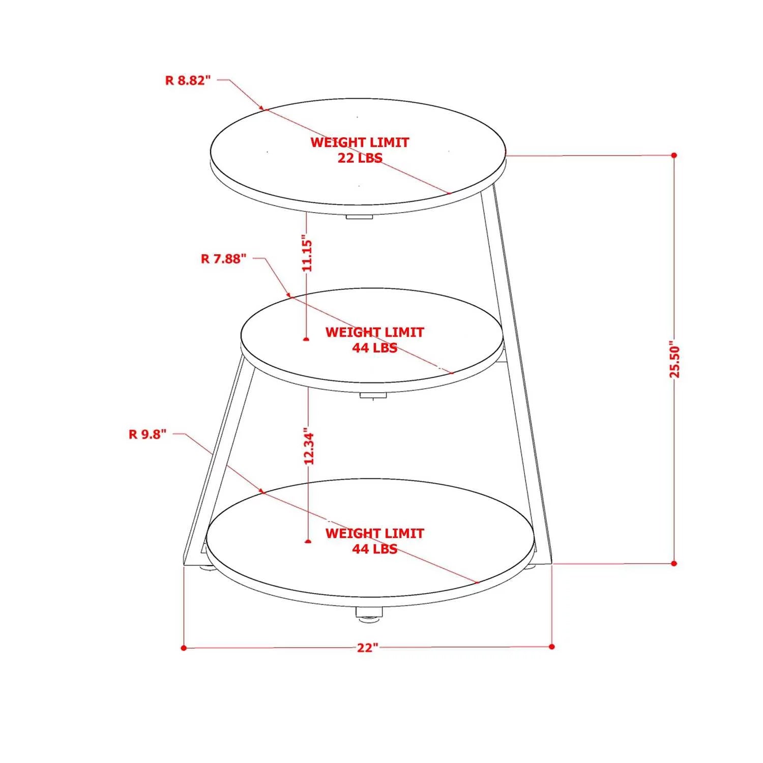 East West Furniture Driscoll Round Wooden and Metal End Table, Black/Oak D356932