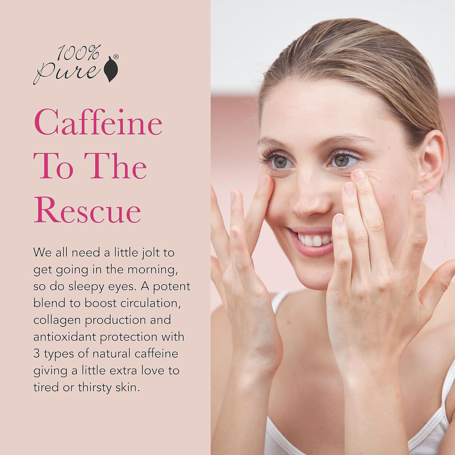 Pure Coffee Bean Caffeine Eye Cream with Green Tea, Rose Hip, Vitamin E, 0.3 oz G6741