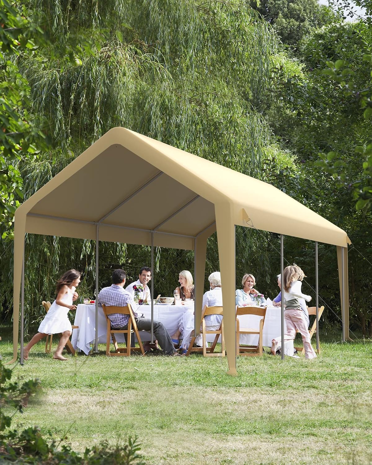 Carport 10'x20' Portable Garage with Reinforced Steel Poles, Yellow Z113844