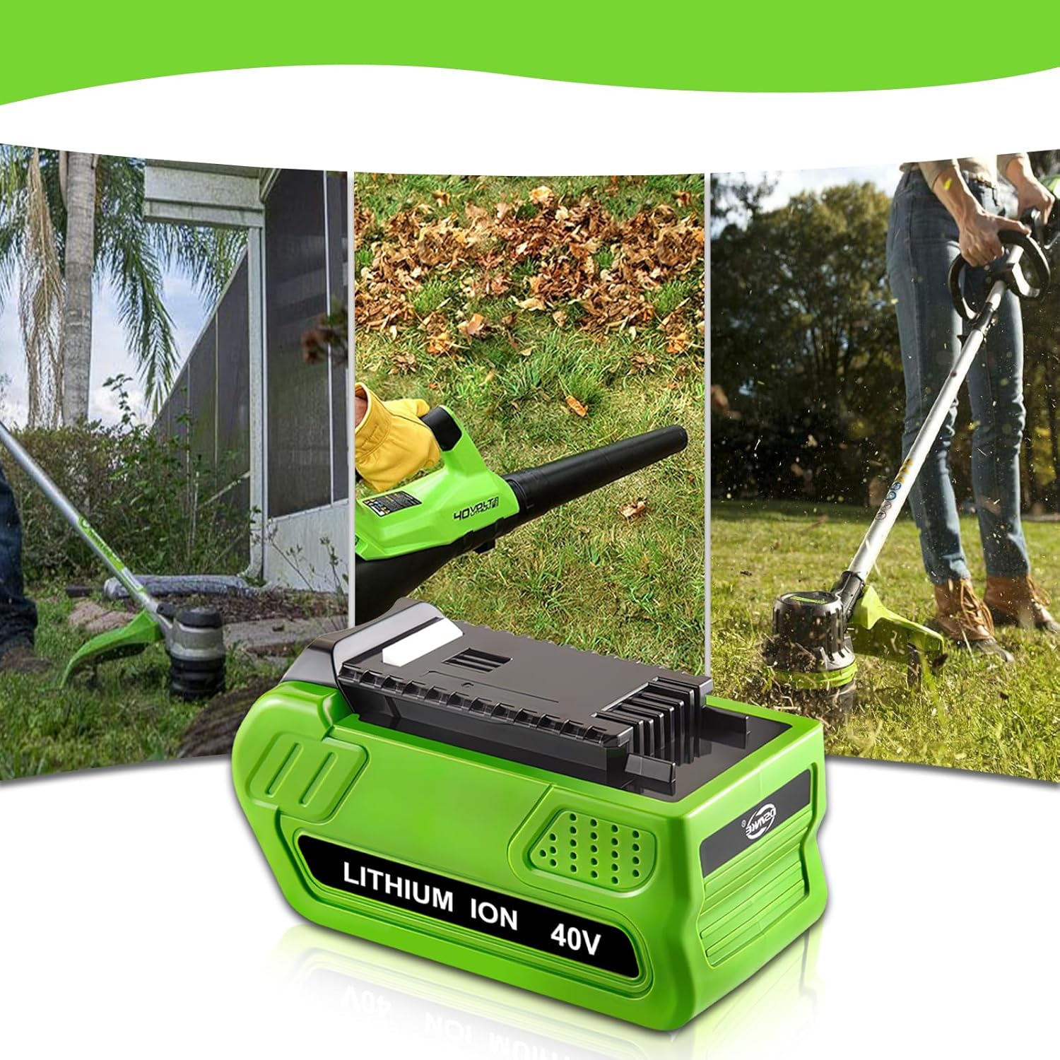 2-Pack 40V 6.0Ah Lithium Battery and Charger for Greenworks G-MAX Tools Z45443