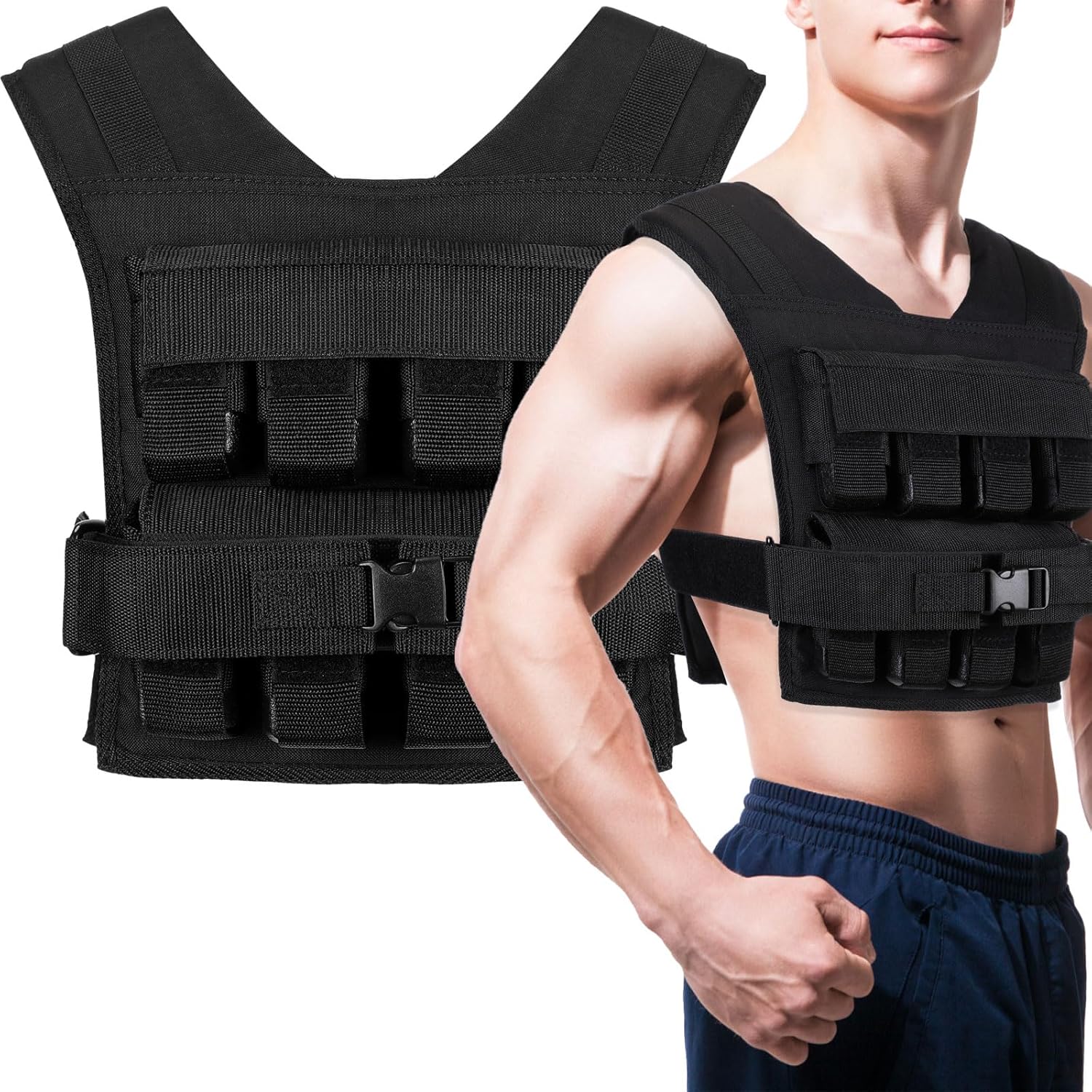 35lbs Adjustable Weighted Vest for Men with Iron Weights R614626