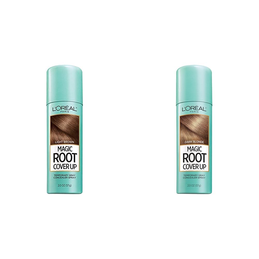 L'Oreal Paris Magic Root Cover Up Gray Concealer Spray Light Brown and Dark Blonde 2 oz. Bundle(Packaging May Vary)