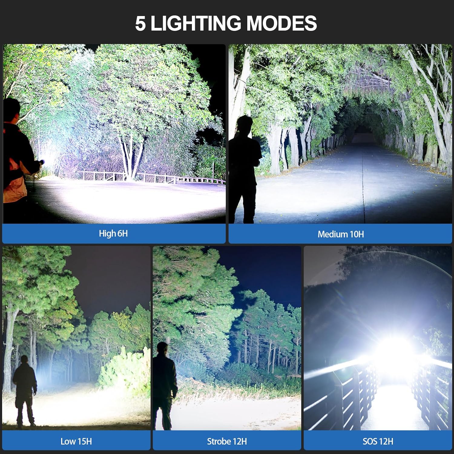 Rechargeable Flashlight High Lumens, 5 Modes, Waterproof, 2 Pack H2399