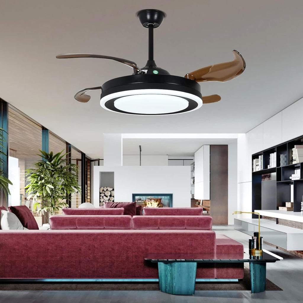 OUKANING 42 Inch Retractable Ceiling Fan with Lights and Remote Y518092