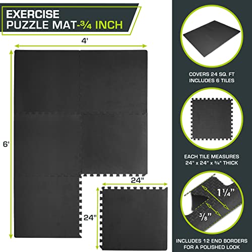 ProsourceFit Extra Thick Puzzle Exercise Mat EVA Foam Interlocking Tiles O865454