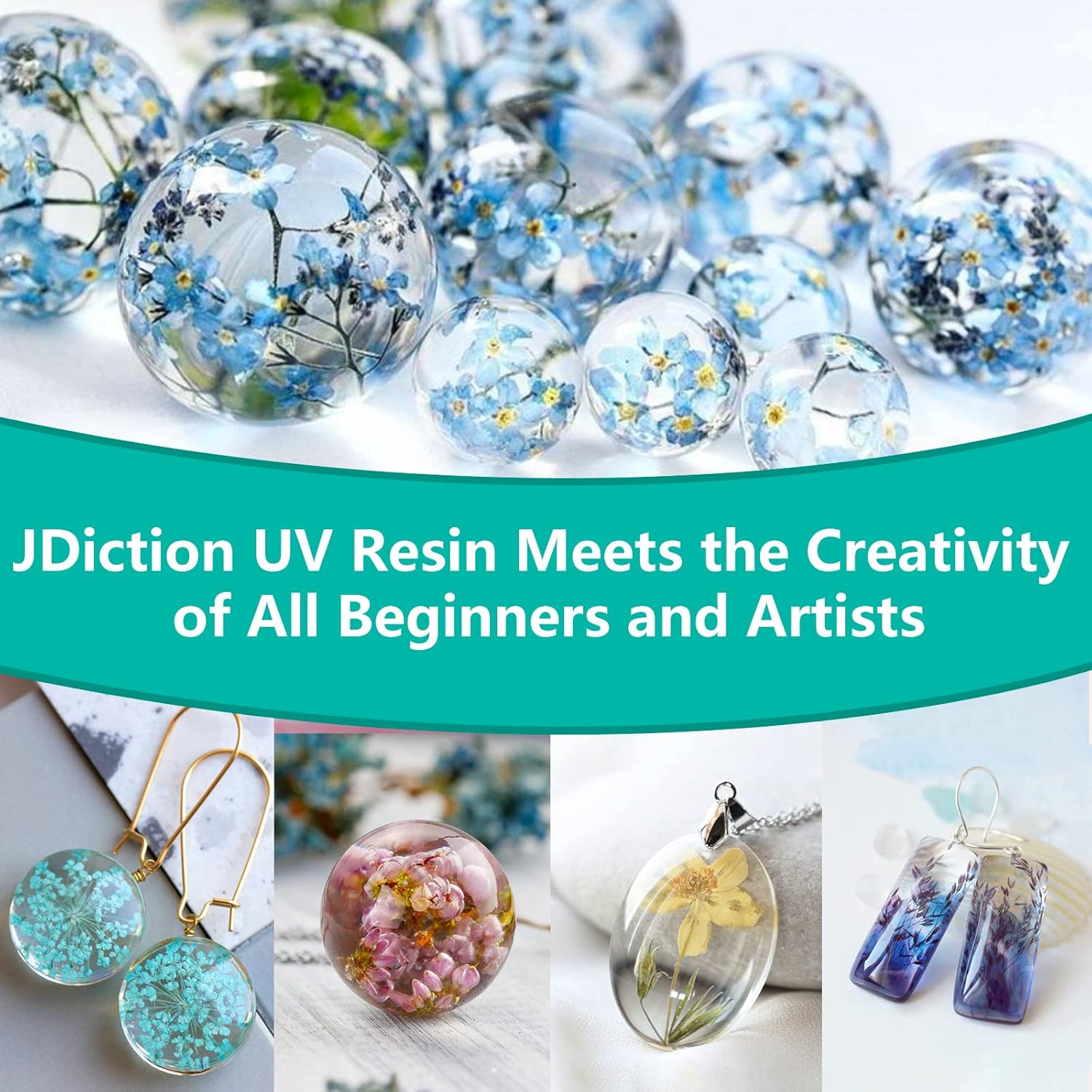 JDiction UV Resin Kit with Light, Crystal Clear Resin for Jewelry and DIY Craft M941926