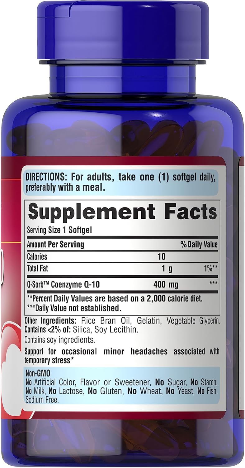 Puritan's Pride Q-sorb CoQ10 400 mg Rapid Release Softgels X446