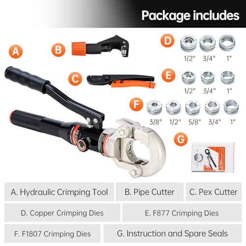 IBOSAD Copper Tube Crimping Tool with 1/2", 3/4" and 1" Jaws, Pipe Cutter R249