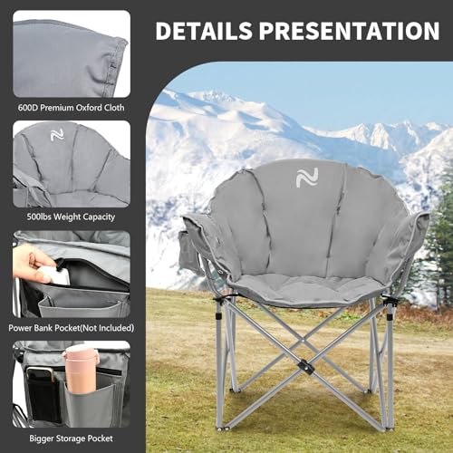 DoCred Heated Camping Chair - Folding Portable for Outdoor Sports, Supports 500 Lbs V8467