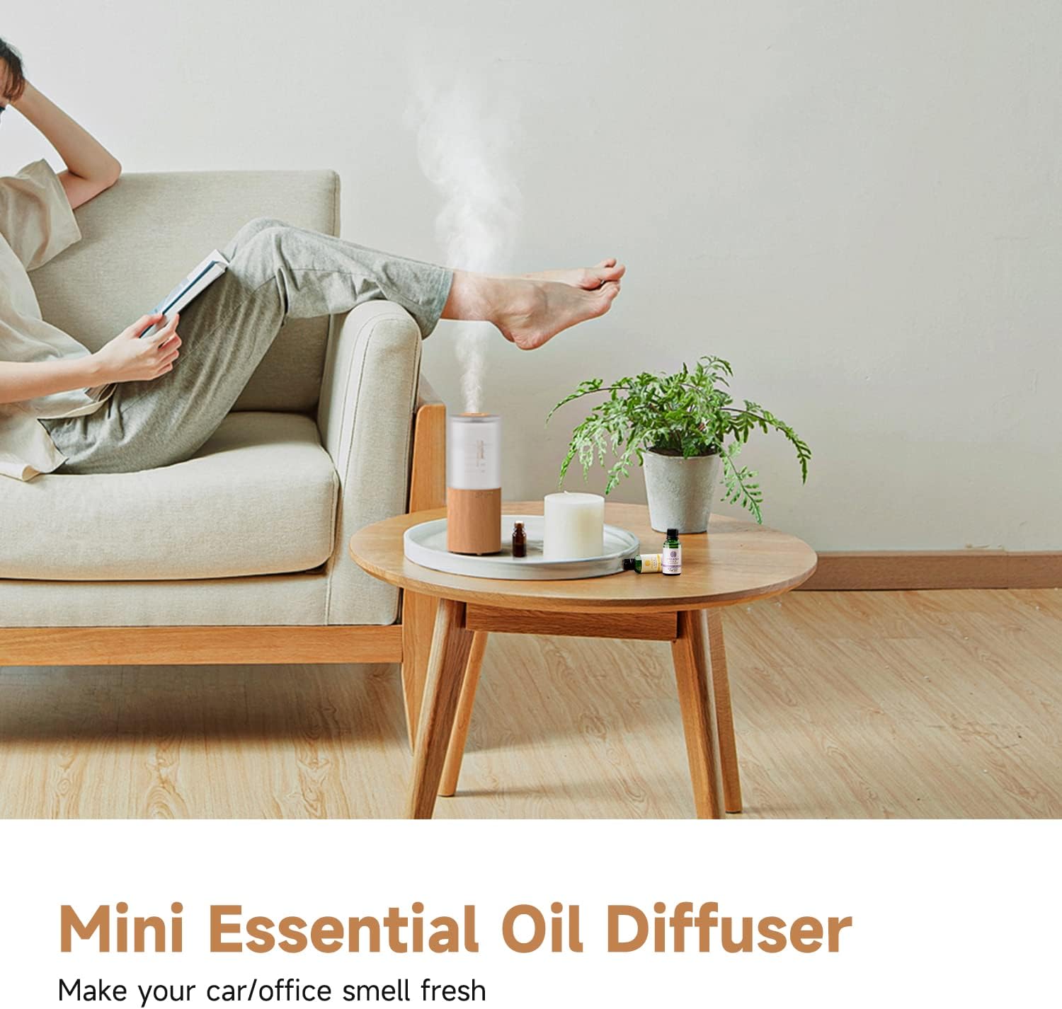 muson Mini Essential Oil Diffuser Aroma Cool Mist Humidifier for Car Office Travel M97121