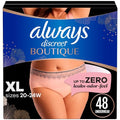 Always Discreet Boutique Incontinence and Postpartum Underwear for Women, Maximum Protection, L, Rosy, 44 Count
