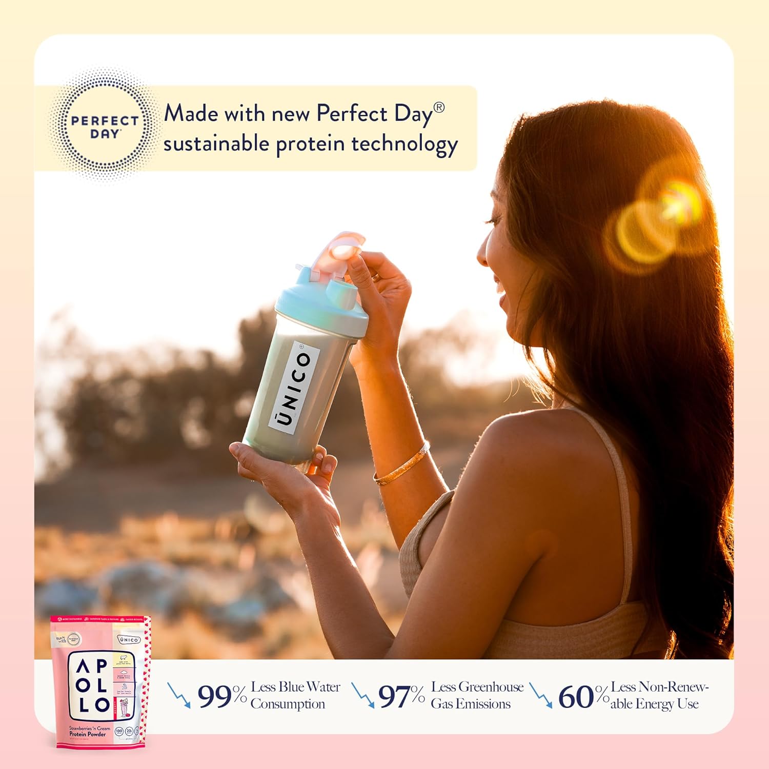 Unico Apollo Strawberry Protein Powder - 20g Grass-fed, Smooth Texture X594573