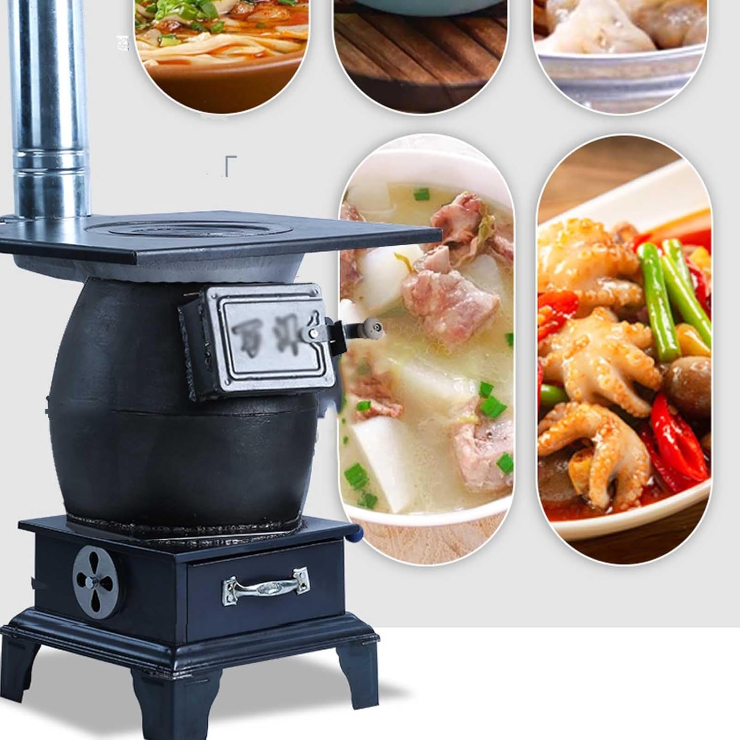 Outdoor Wood Burning Stove with Sectional Chimney Pipes for Camping and Heating U480