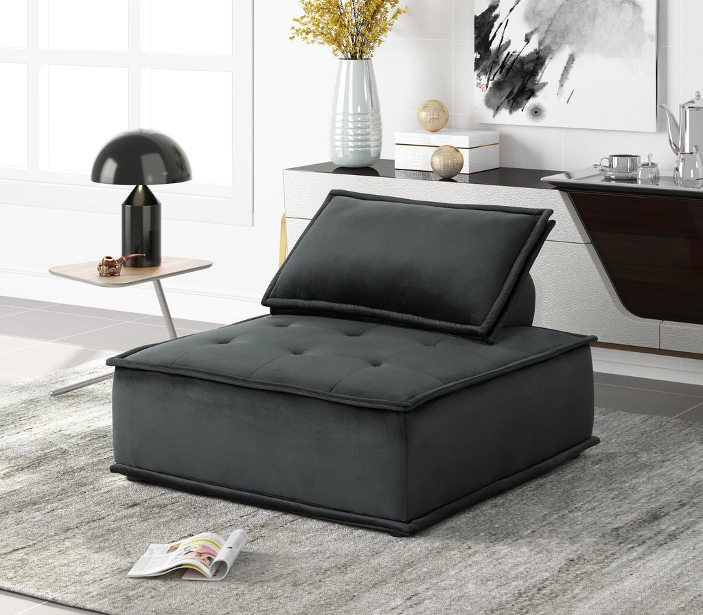 CoSoTower Armless Lounge Chair, Tufted Seat Foam Filled Seats with Pocket Coil Springs, Leg Height Black Plastic Leg Removable Cushion Cover Removable Back Cushion