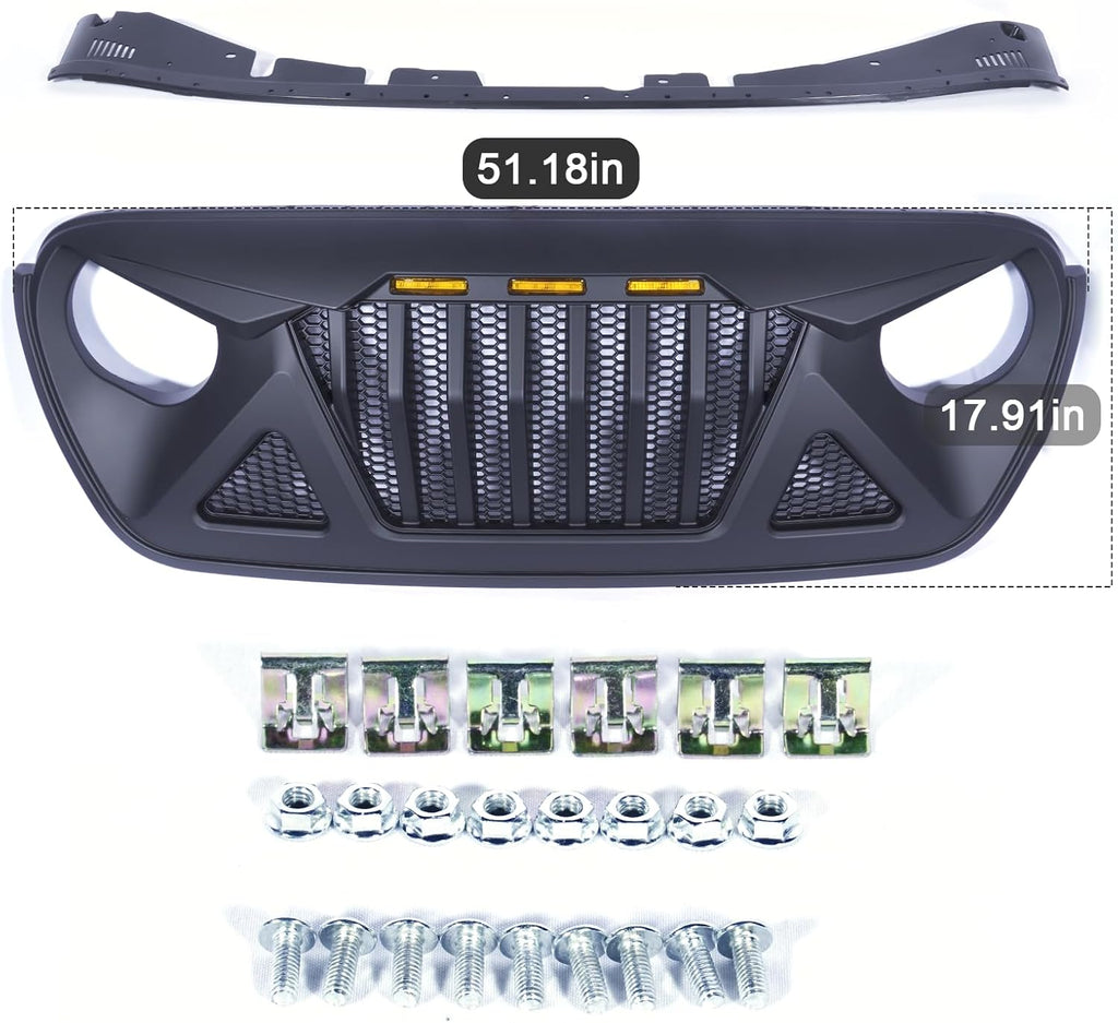 Front Grille with Amber LED Lights for Jeep Wrangler JL & Gladiator JT W755173
