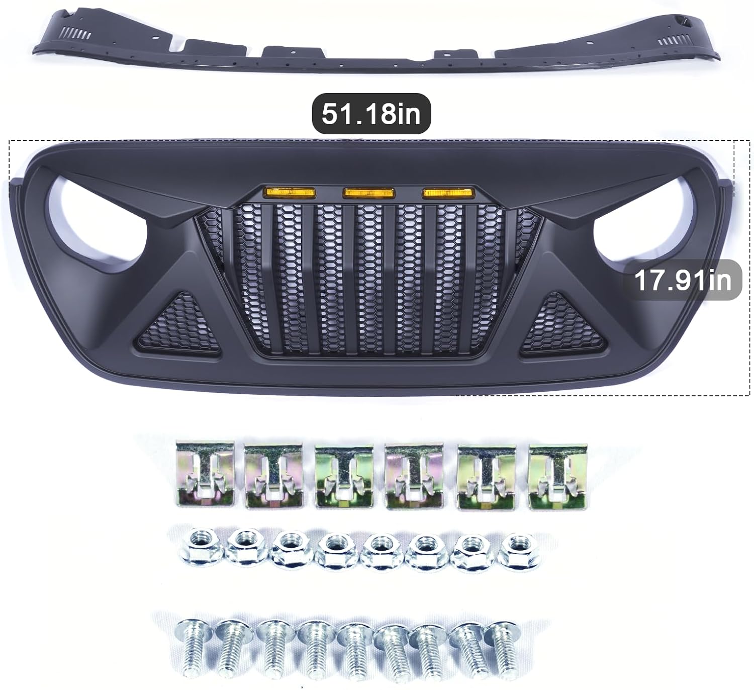 Front Grille with Amber LED Lights for Jeep Wrangler JL & Gladiator JT W755173