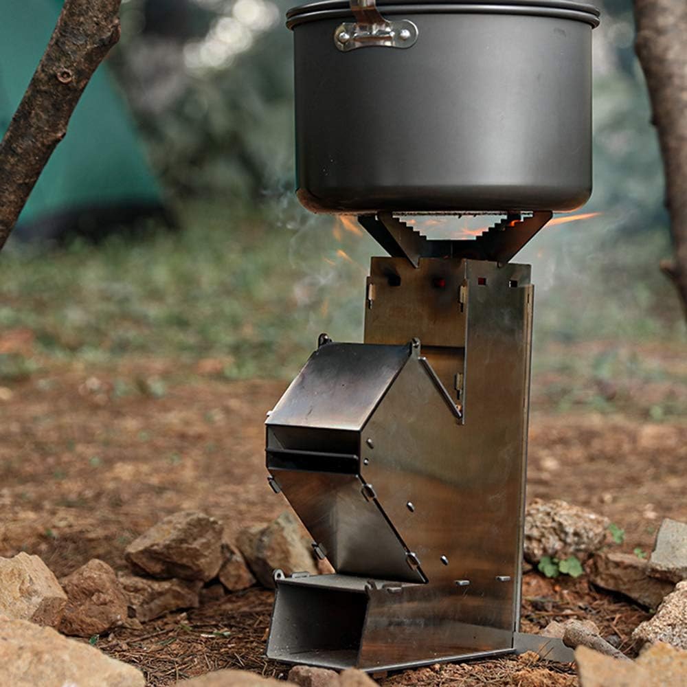 Lixada Camping Rocket Stove Portable Stainless Steel Wood Burning X1011