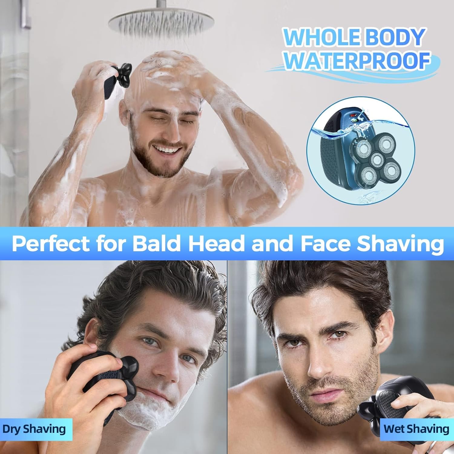 Head Shaver for Bald Men, 5 in 1 Cordless Electric Razor, Waterproof W515557