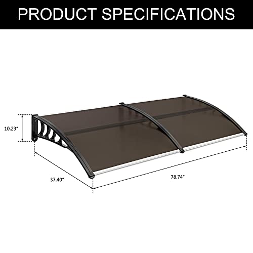 VINGLI Window Awning Door Canopy Exterior 30" x 40" Polycarbonate Cover V876