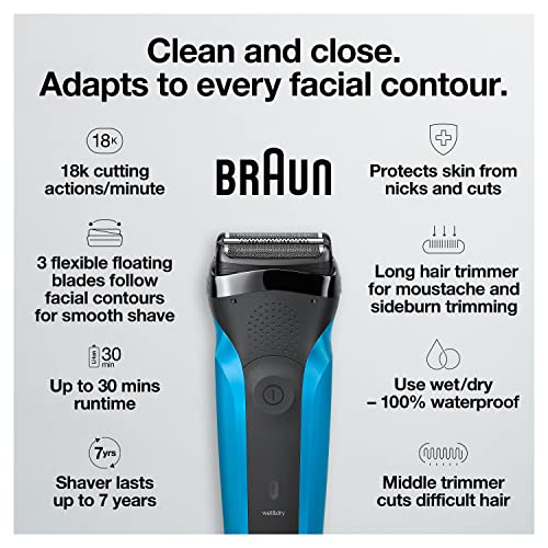 Braun Series 3 310s Electric Foil Shaver for Men, Rechargeable, Wet & Dry V3069