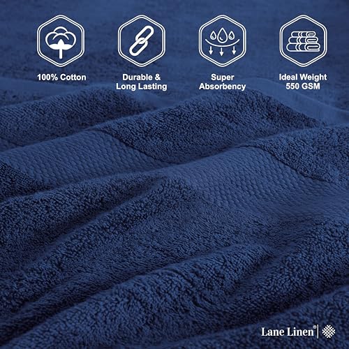 LANE LINEN 16 Piece Cotton Bath Towel Set - Black N7824