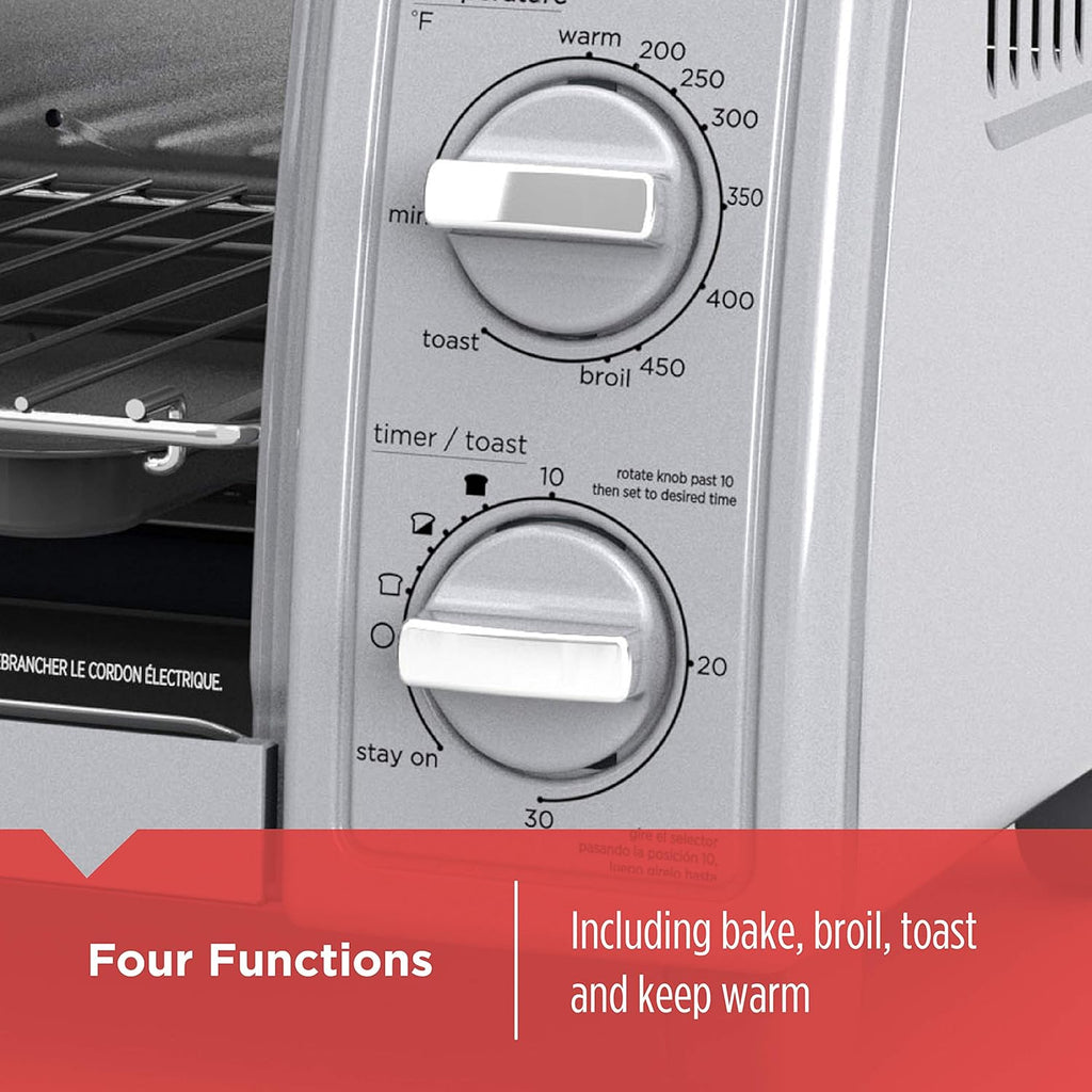 BLACK+DECKER TO1705SG 4-Slice Toaster Oven, Stainless Steel L5950